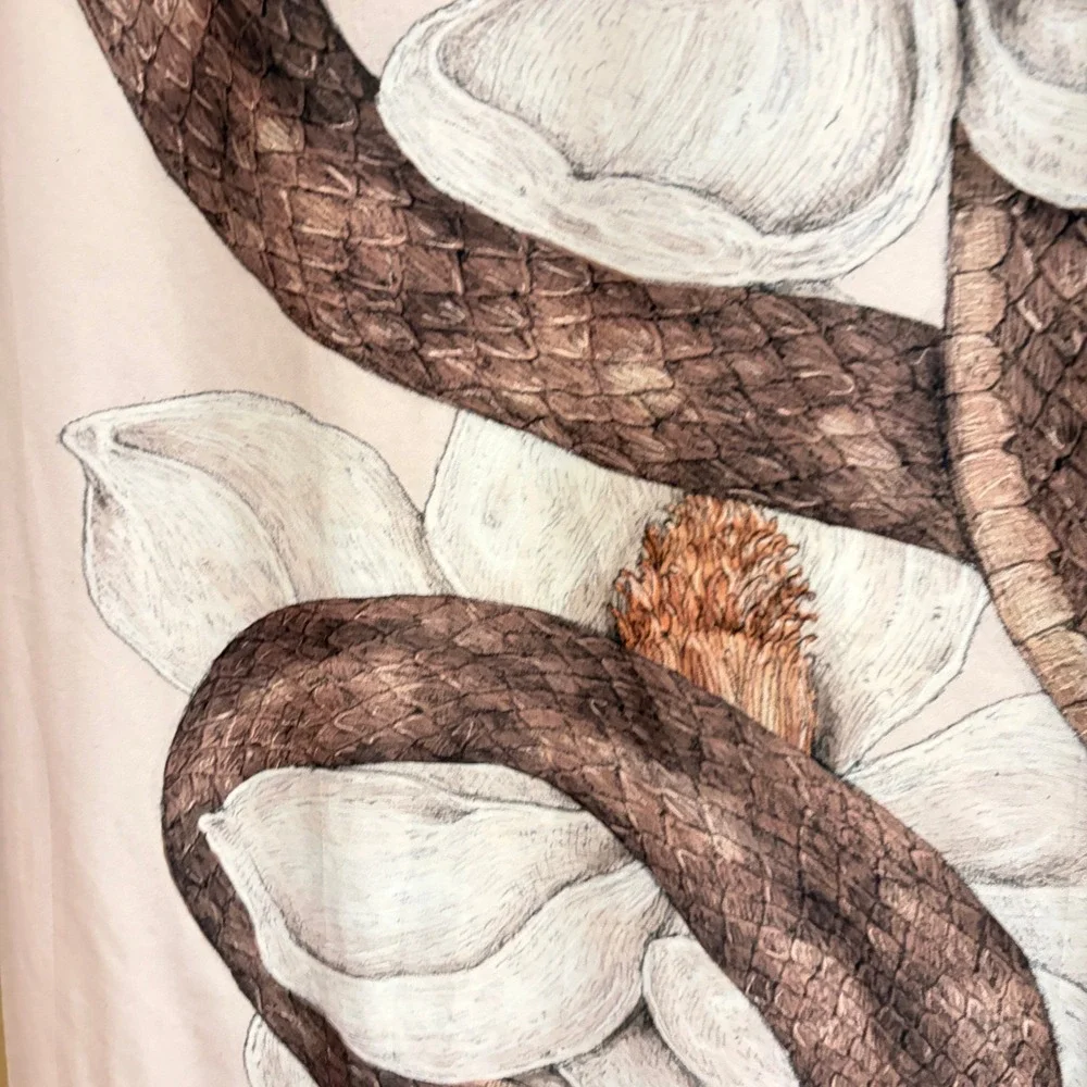 Snake Magnolia Floral Wall Hanging Pink Brown Dark Cottage Botanical Witchy Art